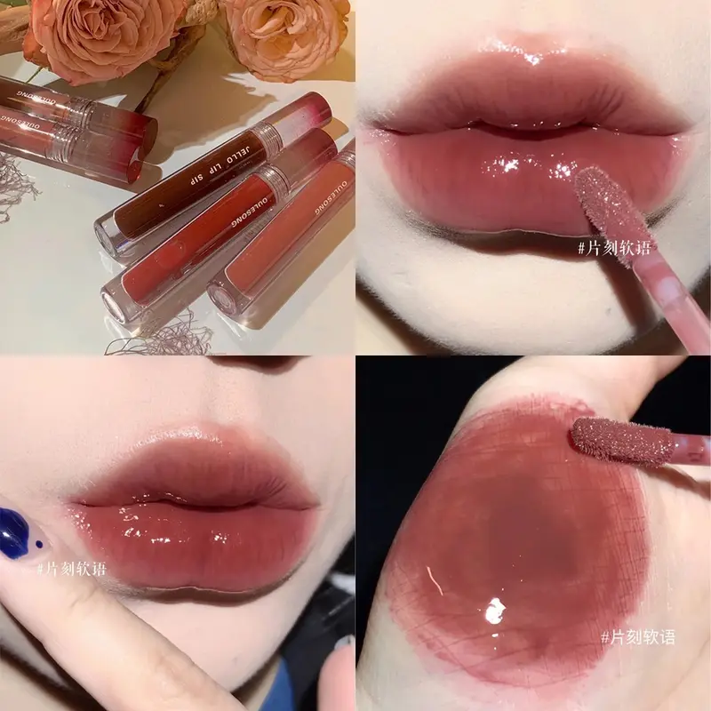 Son Bóng Oulesong Màu Nude Nhạt Mềm Mượt Nuôi Dưỡng Môi Chống Thấm Nước Son08 Cosmetic Mỹ Phẩm Son Môi Nữ Women Trang Điểm 5