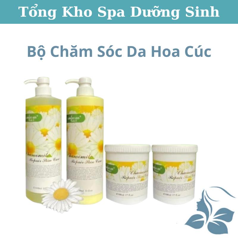 Bộ Chăm Sóc Da Hoa Cúc - Kem Massage, Tẩy Da Chết, Sữa Rửa Mặt, Nước Hoa Hồng Dùng Trong Spa