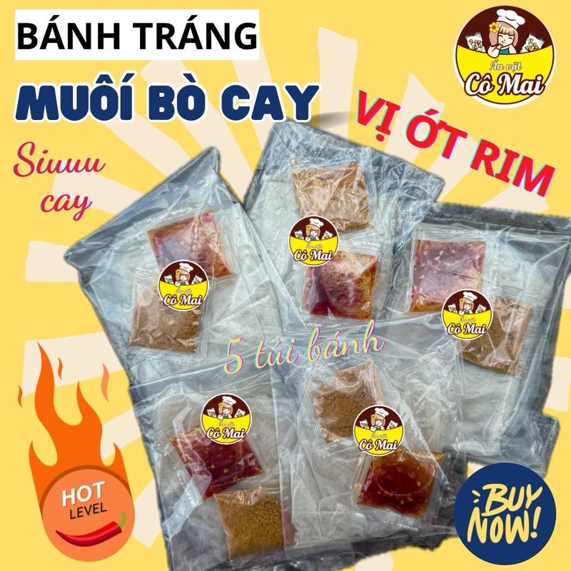 [MUỐI BÒ CAY] Set 5 BỊCH Bánh Tráng Muối Sặc Bò Cay COMAI Ăn Vặt Food