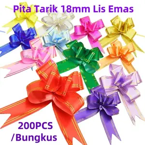 [COD] Pita Tarik Emas 18mm Isi 200 PCS, Pull Ribbon Serbaguna untuk Hiasan Hampers Kado Pernikahan Parcel dan Souvenir Membuat Kemasan Mewah