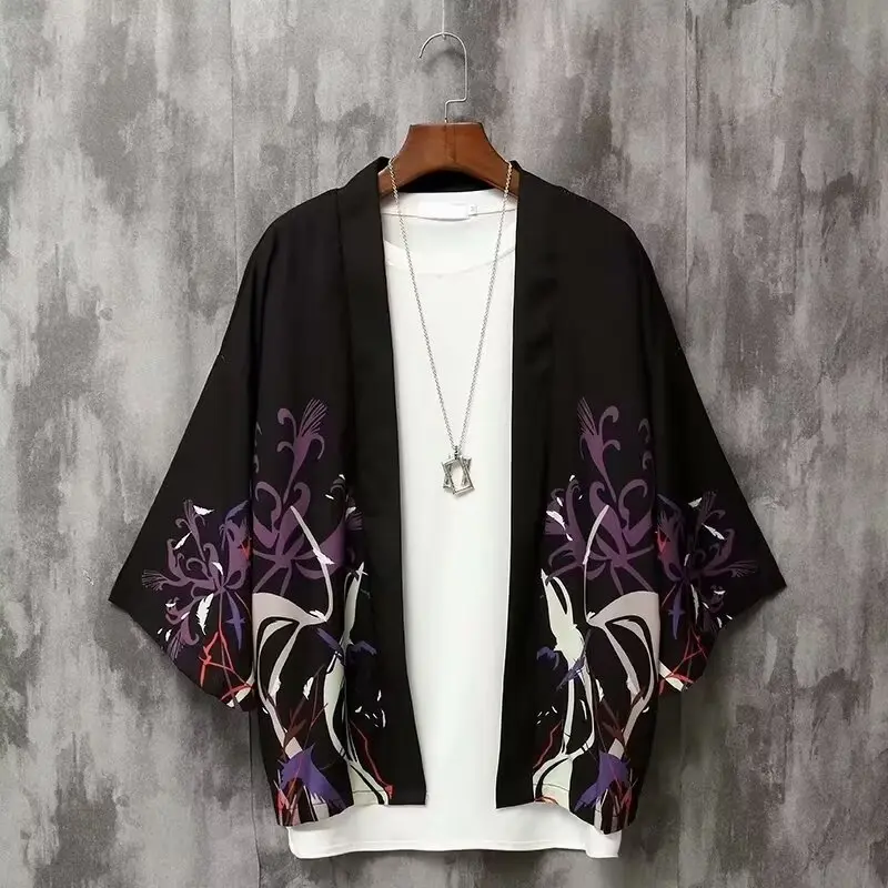 Couple's Short Sleeve Fresh Pattern Summer Dress Ming Style New Chinese Style Bamboo Printed Hanfu Element Shirt Cardigan Kimono Robe Patchwork Top Womenswear Clothing