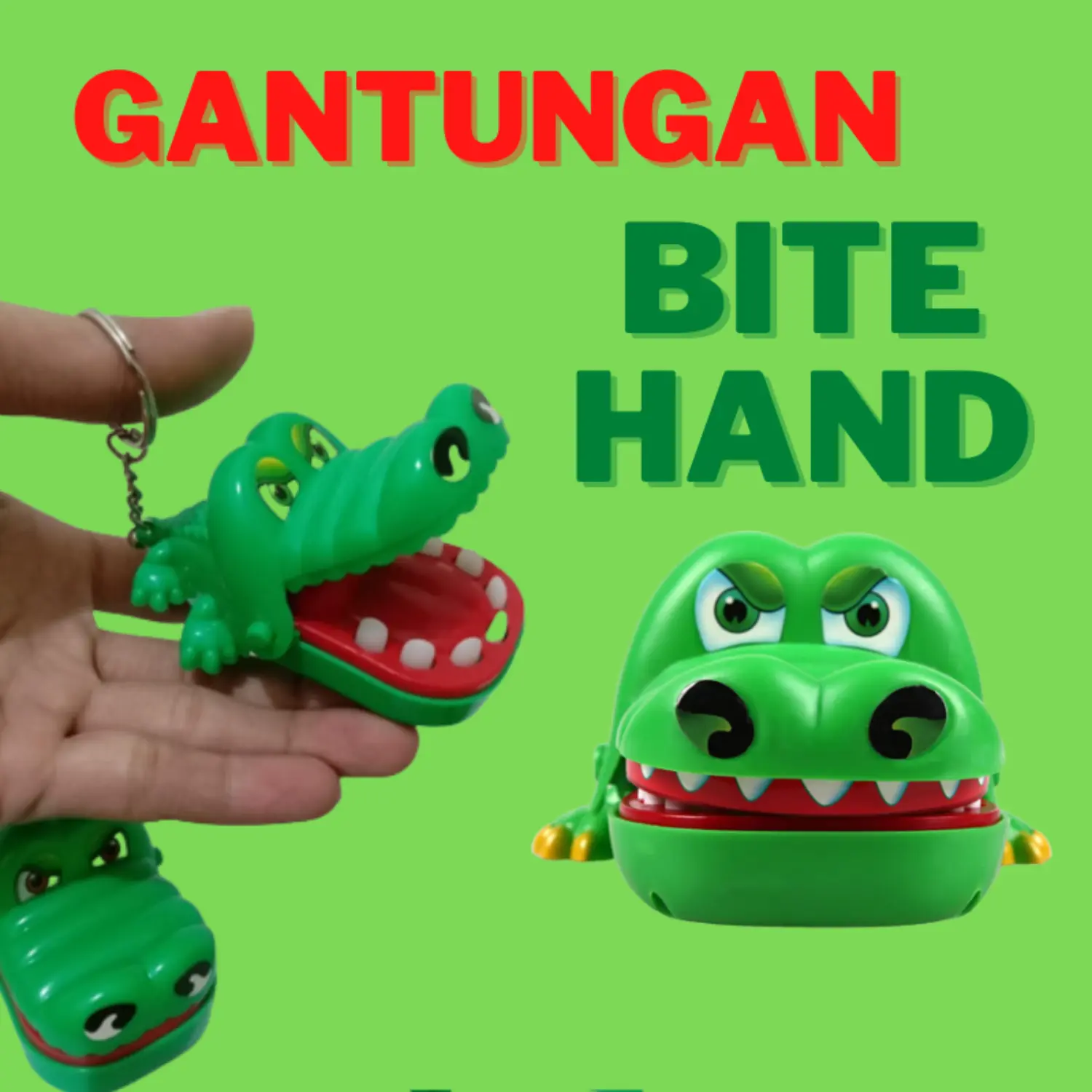 Mainan Anak Gantungan Kunci Tas Crocodile Dentist Bite Finger Hand Hiasan Caplok Buaya Gigit Jari Key Chain Prank Mini games Unik Portable Kids Plastik Koleksi Kado Cewek Cowok game permainan Toy Toys Toys