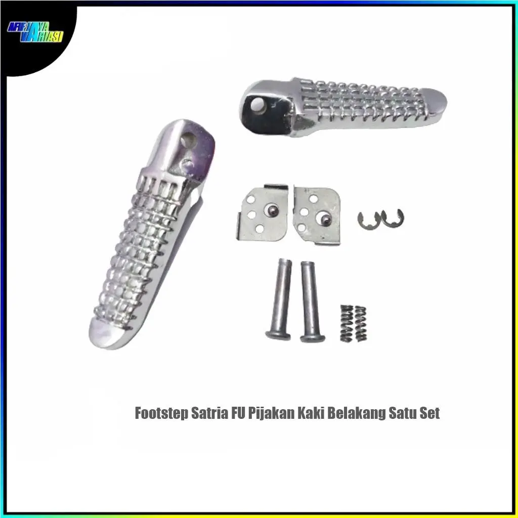 Footstep Satria FU Bostep Postep Pijakan Kaki Belakang Satu Set Silver Chrome