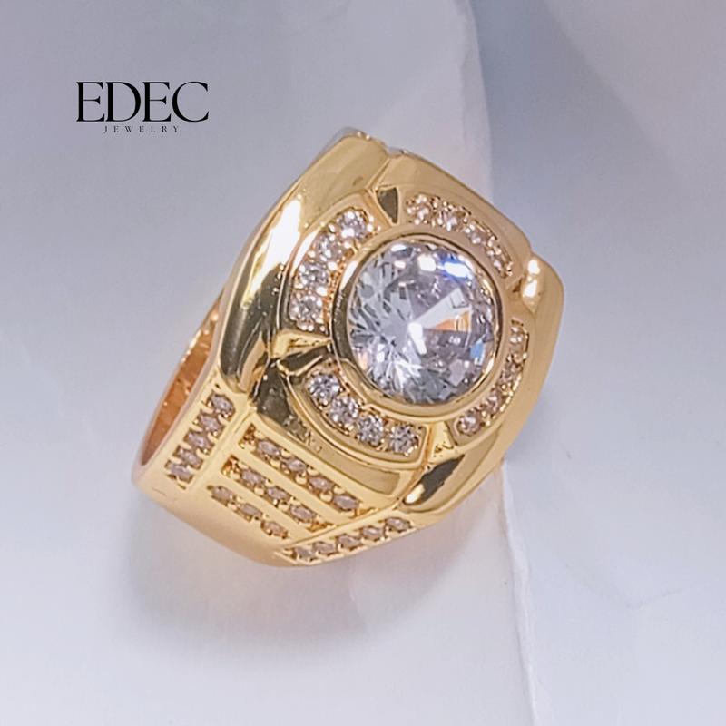 Nhẫn Nam Đính Đá Thanh Lịch Mạ Vàng 24k Edec - Nhẫn Thời Trang Nam Cao Cấp S224823 1