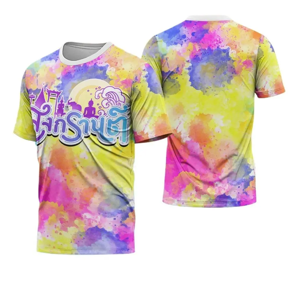 Unisex short-sleeved t-shirts, exquisite Thailand Songkran Festival large size short-sleeved Songkran Festival men's fashion t-shirts printed Songkran Festival shirts 2025 women's floral shirts, women's fashion