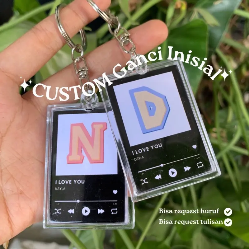 Gantungan Kunci Inisial Custom Huruf/Angka Hadiah Perhiasan keychain  huruf