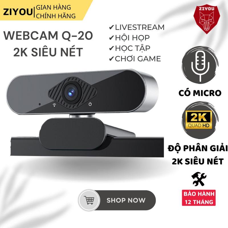 Webcam Máy Tính PC Laptop Ziyou Q-20 2K Có Mic Camera Trợ Sáng Cực Nét