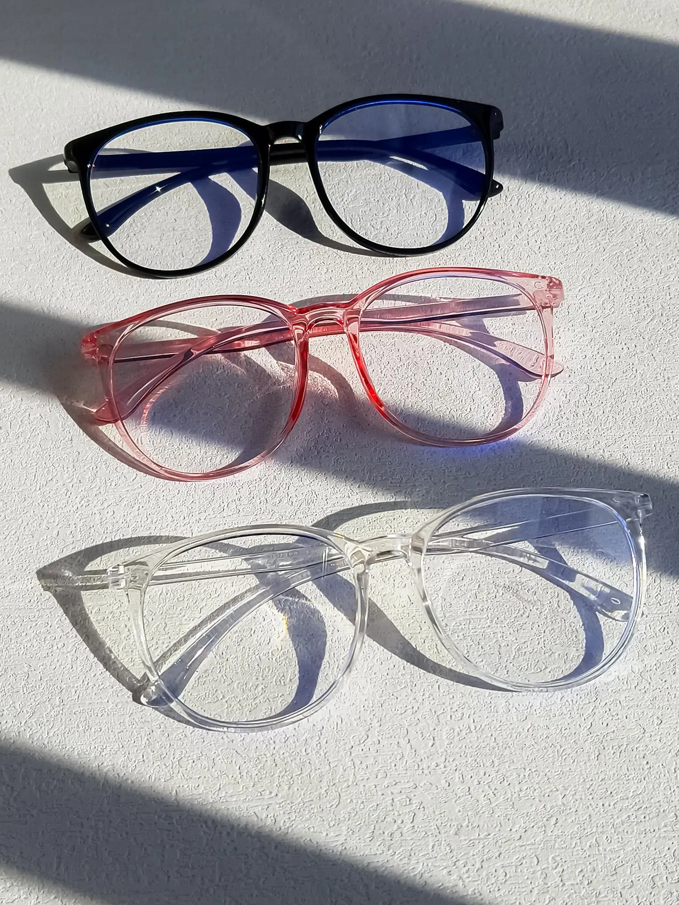 Simple Anti-blue Light Eyeglasses (3 Pairs), Square Frame Eyeglasses for Men & Women, Fashion Eyewear for Daily Use