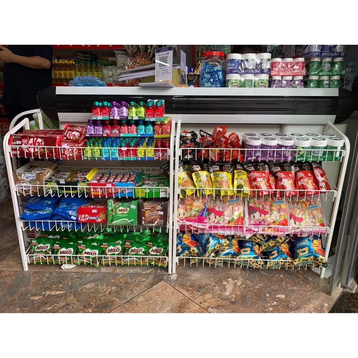 Kệ trước bàn quầy tính tiền, Kệ để hàng tạp hoá, Kệ để đồ ăn vặt ( Cao 70cm x Dài 70cm )