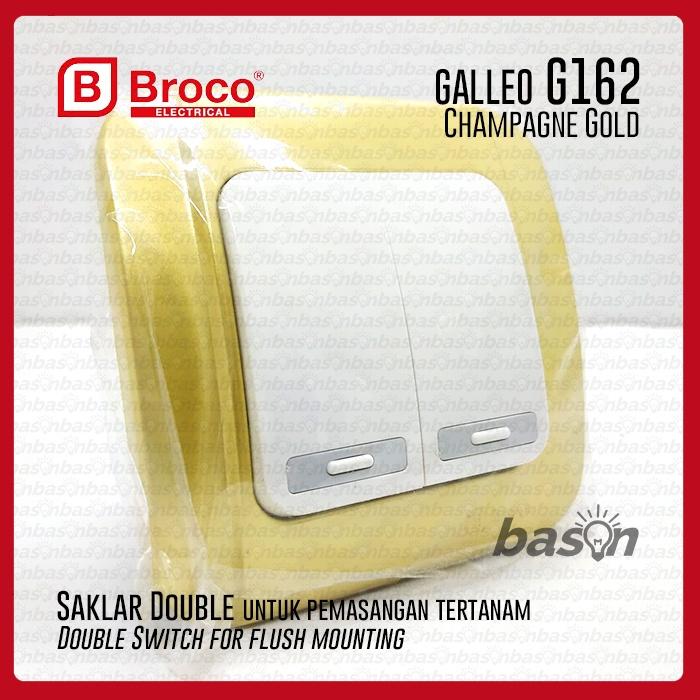 Gambar BROCO Galleo Gold / Emas G162 | Saklar 2 Gang 1 Way Switch dari Bason Kota Administrasi Jakarta Utara Tokopedia