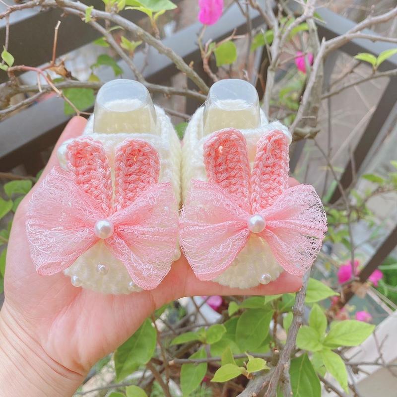 Giày len Made By Hằng cho bé gái sơ sinh từ 0 đén 12 tháng