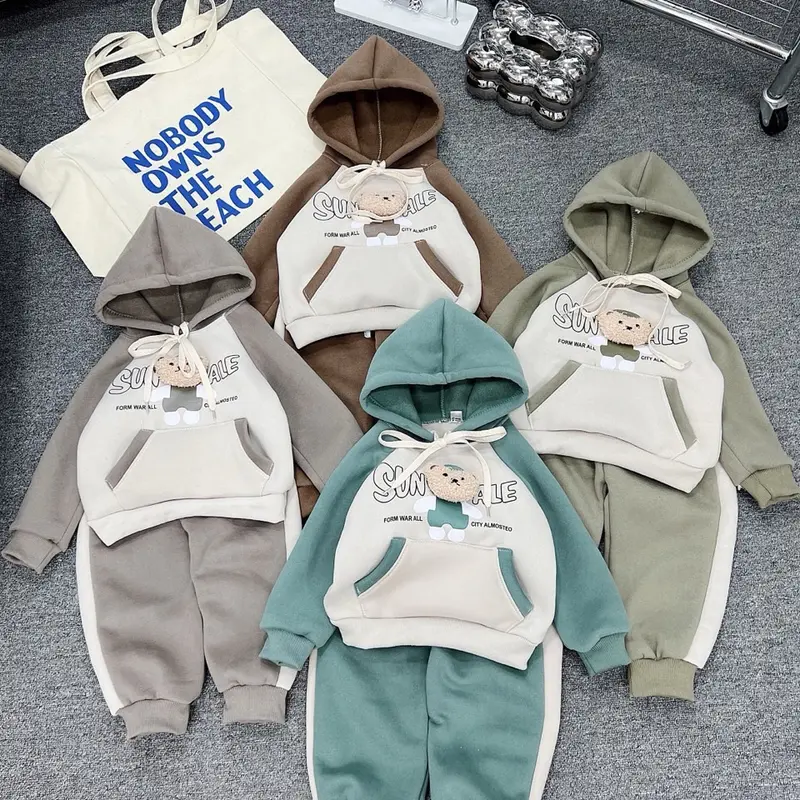 Bộ Mũ Nỉ Bông Có Gấu Nổi 10 - 18kg 5