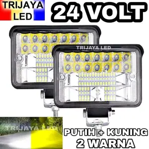 Lampu Tembak Sorot 24 Volt LED CWL 30 Mata CREE Truk Bus Canter Tronton Traktor 4 Inch 3 Kabel 2 In 1 Jauh Dekat High Low Hi Offroad Truck Bis Fuso Hino Ragasa Alat Berat Excavator Tractor Bar Cree LightBar Work Light Motor Mobil Putih Kuning White Yellow