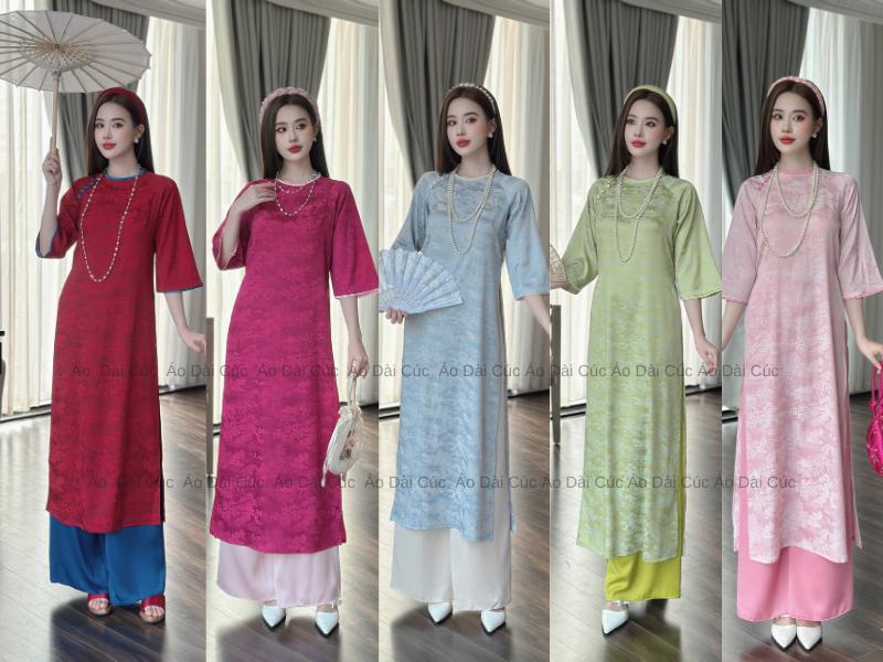 Áo dài cách tâm gấm Như Yên , cách tân dáng xuông - Áo Dài Cúc Nữ Women Dress