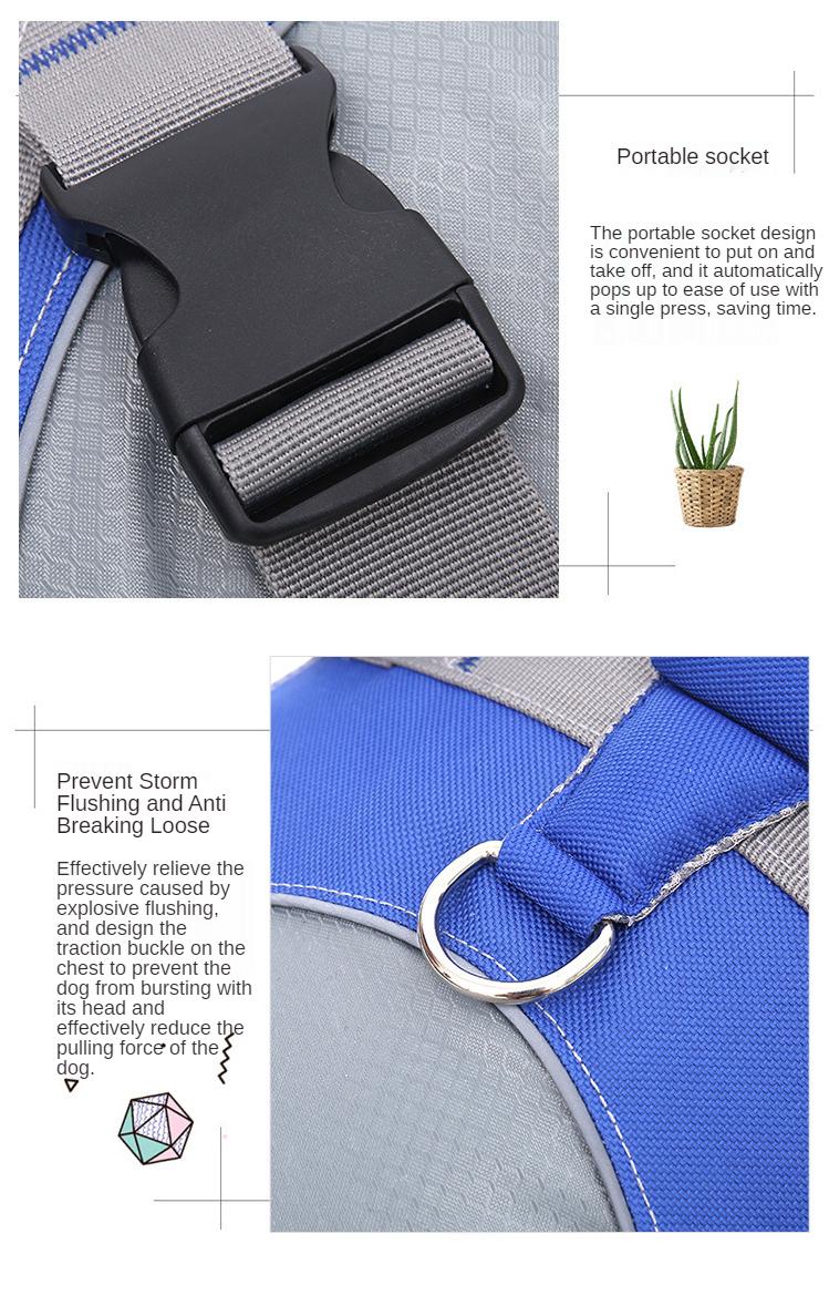 Product Introduction of Pet Life Jacket Safety & Style  Pet Swimsuit Pet Chest Harness Traction Rope  for Water Adventures 6