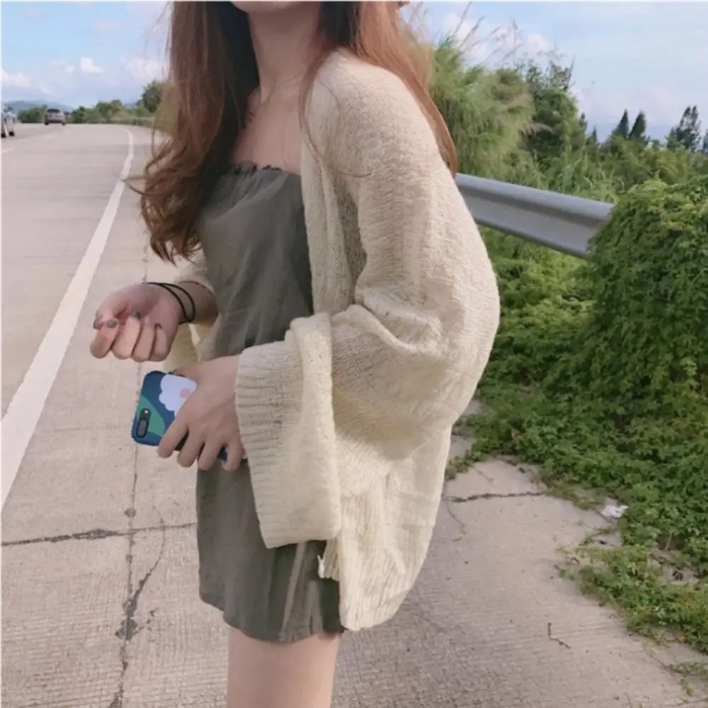 Áo Cardigan Dệt Kim, Dành Cho Phụ Nữ, Cắt Mùa Hè, Áo Len Y2k, Áo Khoác Dáng Rộng Rãi, Phong Cách Hàn Quốc, Áo Cardigan Cropped Xén, Áo Cardigan, Áo Len Kardigan Women Top