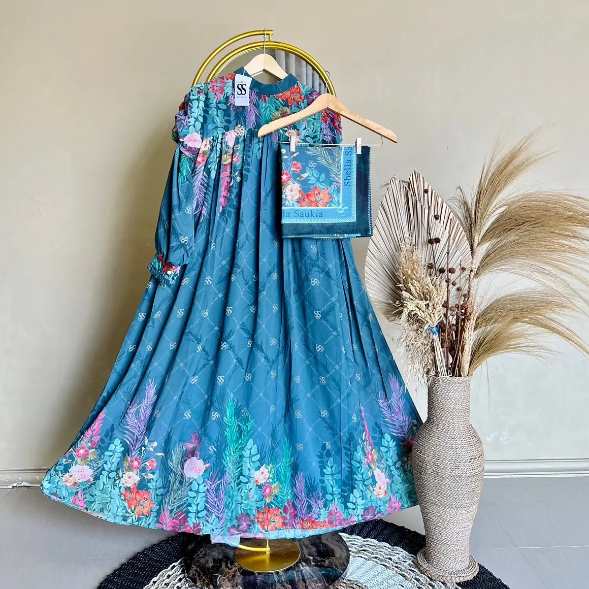 Dress flower hijau Shellasaukia