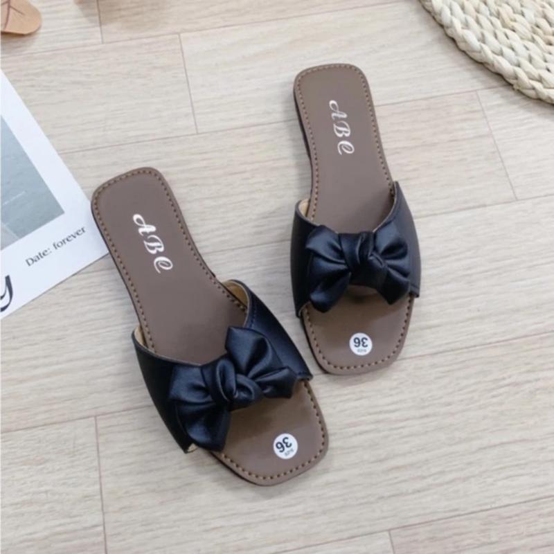 Dép lê nữ thời trang quai bảng thắt nơ da mềm Chân đế phẳng DéP Shoes GiàY05-Đế cao su chống trơn trượt chữ dep be miu bệt dép  bệt depnuhottrend 2023  kieu đi biển bit giay giày  dep nu nuxinh xinh tông