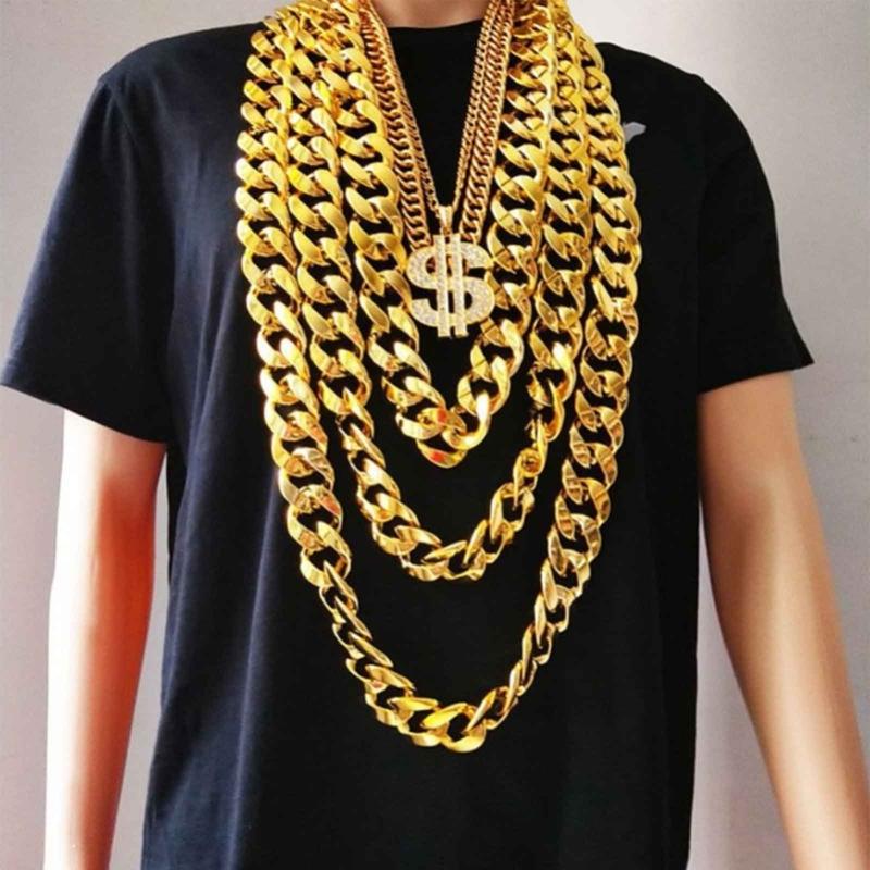 Vòng Cổ Dây Chuyền Chunky Lớn, Chất Liệu Nhựa, Phong Cách Thập Niên 90, Vòng Cổ Trang Phục Vàng Hip Hop, Đạo Cụ Chụp Ảnh, Trang Sức Phụ Kiện Rapper Hip Hop 4