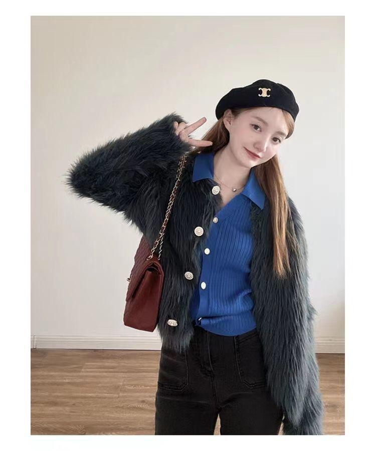Product Introduction of Áo Khoác Len Cardigan Dệt Kim, Len Giống Lông Chồn, Dành Cho Nữ, Quần Áo Mùa Thu Và Mùa Đông, Dày Dặn, Hàng Mới Về, Ngắn, Ngắn, Mềm Mại Và Nếp, Sản Phẩm Châu Âu Phổ Biến Năm 2025 9