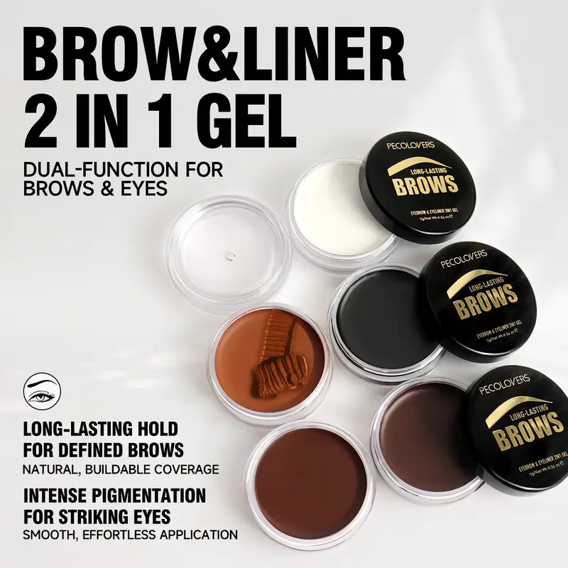 Long Lasting Eyebrow Cream with Eyebrow Brush, 1 Box Smooth Styling Eyebrow Pomade, Setting Eyebrow Wax, Eye Brow Makeup Tool for Women 3
