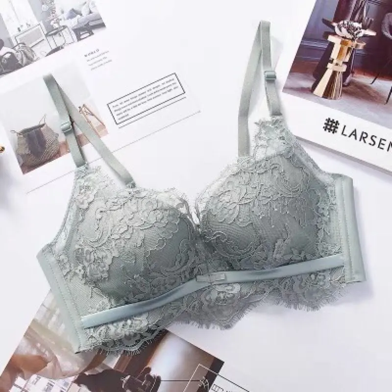 combo 3  áo lót ren mềm êm,bản 4 móc ôm,nâng ngực Women Bra Voi Sen Kem Nữ Voan Viền Ren 2