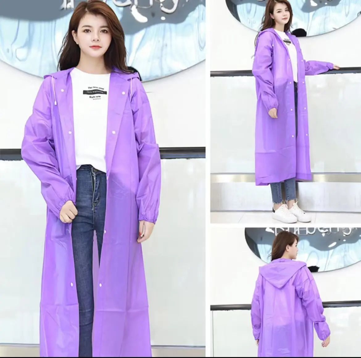เสื้อฮู๊ด เสื้อกันฝนมีฮู๊ด กระดุมหน้า เสื้อกันฝน ชุดกันฝน เสื้อกันฝนแบบชิ้นเดียว ชุดกันฝนแบบหน้า Waterproof