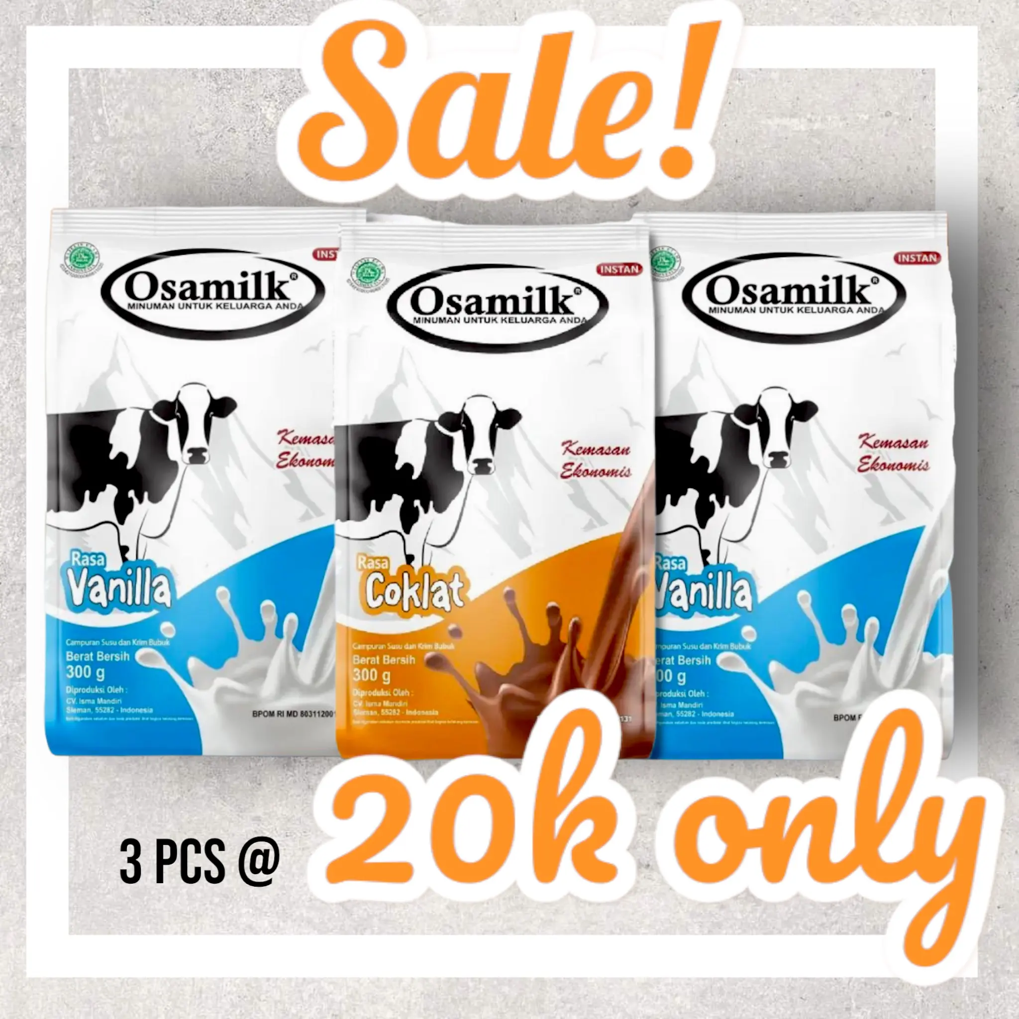 [3 PICIS]  SUSU OSAMILK 300gr COKELAT VANILA