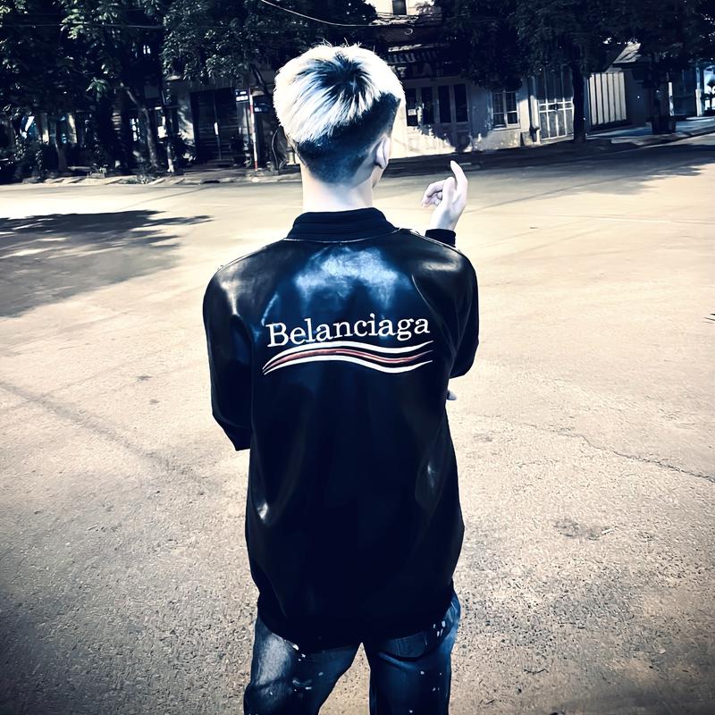 Áo Khoác Da Nam Nữ Belan Thêu Chữ Chuẩn 2 Lớp Lót Gió Có Túi Trong Jacket Nhung Menswear