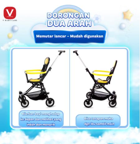 V-BABYCARE Stroller Baby Kereta Dorong Balita Lipat Magic Stroller Baby 2 Way Travel / VBABY-Q2 8