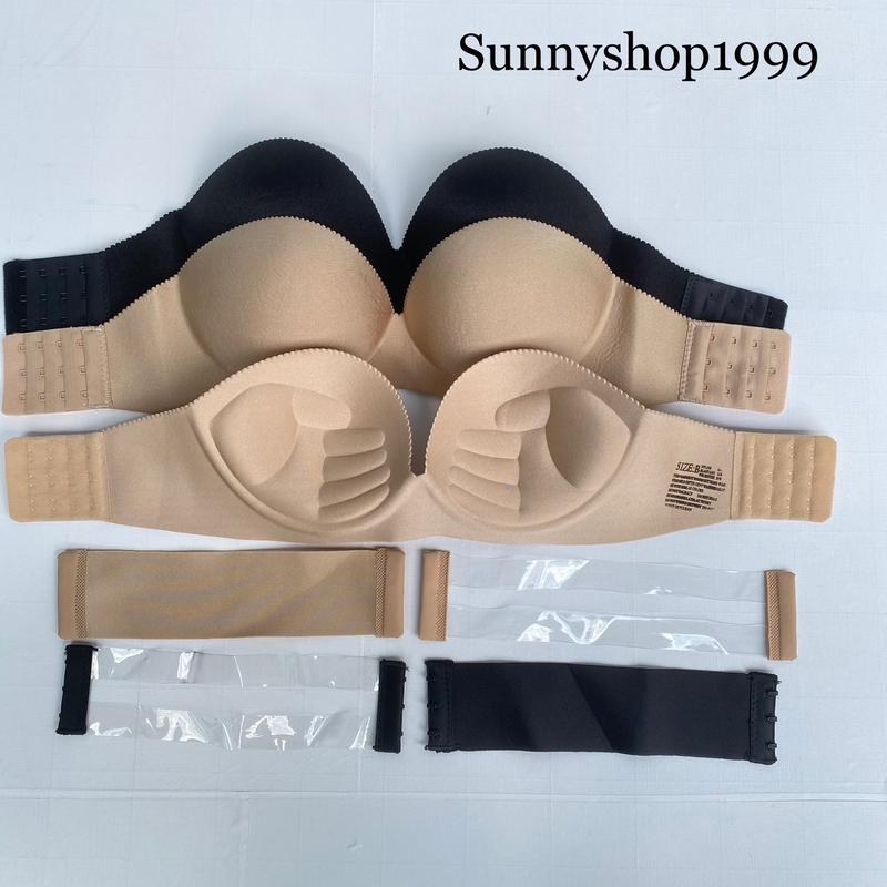 Áo lot nữ không dây cúp ngang chống tụt đệm bàn tay 3 phân .  Women Bra Voi Top Nho  Kem