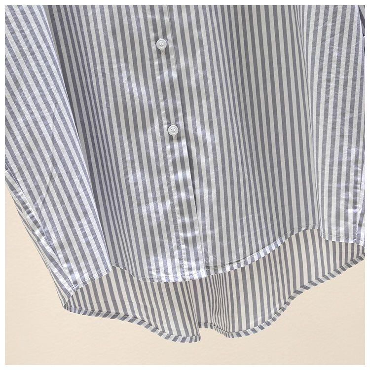 Product Introduction of Striped printed long-sleeve shirt women 2025 autumn new Korean version of loose simple mid-length cardigan shirt high-grade Top Womenswear 7