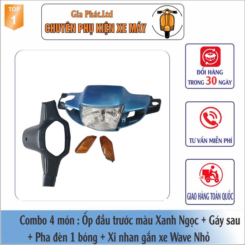 Có bán lẻ Combo ốp đầu trước XANH ngọċ gắn xe Wave Thái ZX Wave 110 đời 1997-2006 đủ ốp đầu gáy pha đèn xi nhan