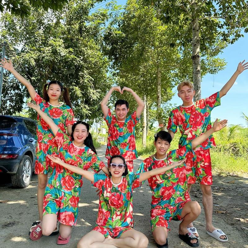 Bộ Quần Đùi Vải Bố, Thiết Kế Họa Tiết, Kích Thước Đầy Đủ, Dành Cho Mẹ Và Bé, Trang Phục Cặp Đôi 6