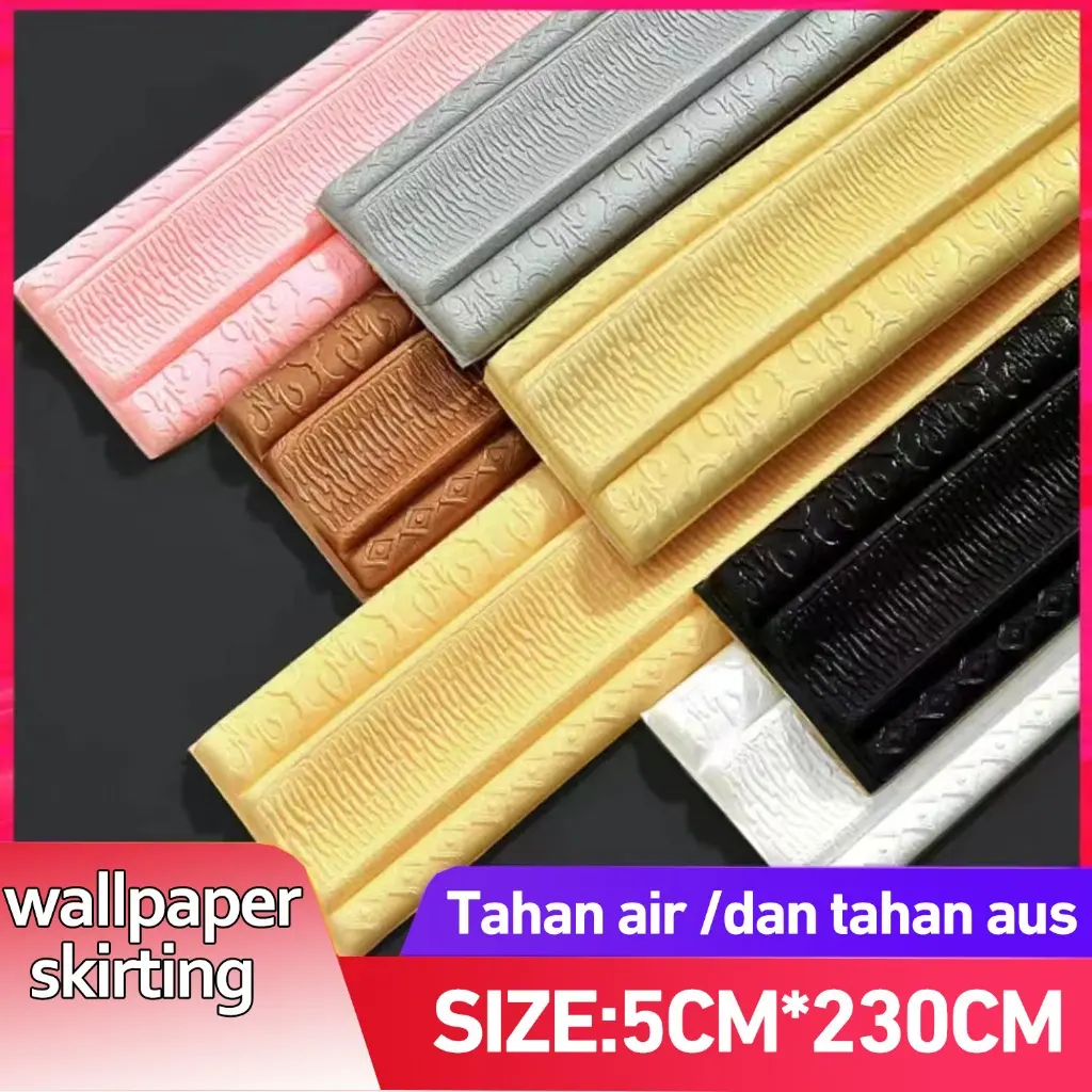 WALL BORDER LIST (LEBAR 5 CM) WALL BORDER FOAM 3D /WALLPAPER LIST FOAM STIKER DINDING/ LIST DINDING 3D TEBAL 2.3 METER Plastic edge  sticker