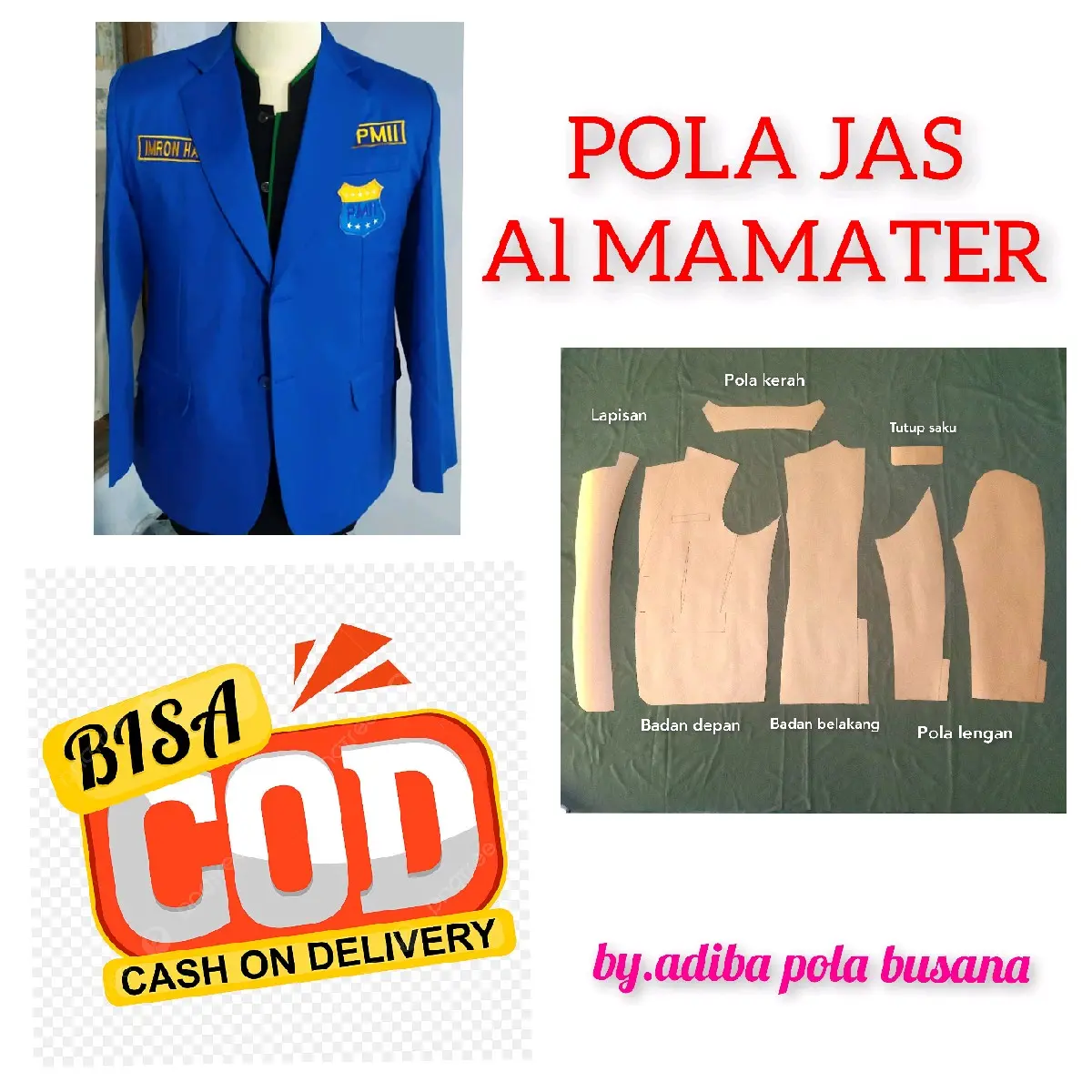 pola instan jas almamater pria Polos