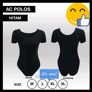 Kaos Manset - Lengan Pendek - Warna Hitam - Whale Back Baju Dalaman Wanita Atasan Polos Nyaman