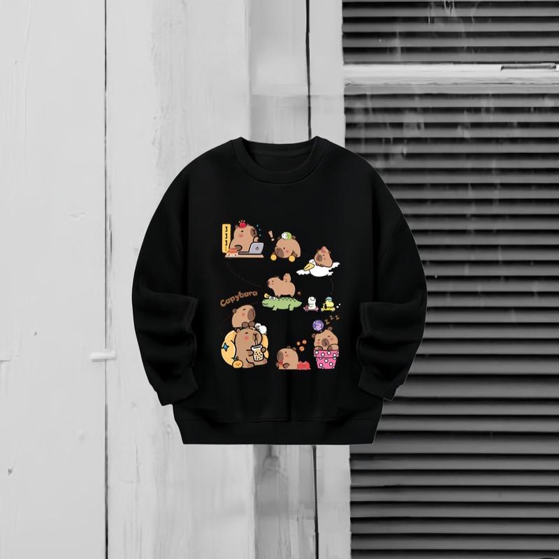 ẢNH THẬT - Áo sweater trơn nỉ bông 100% cotton siêu đẹp, nam nữ mặc được unisex ulzzang Women Hoodie Top Cổ Tròn Capybara Labubu 8