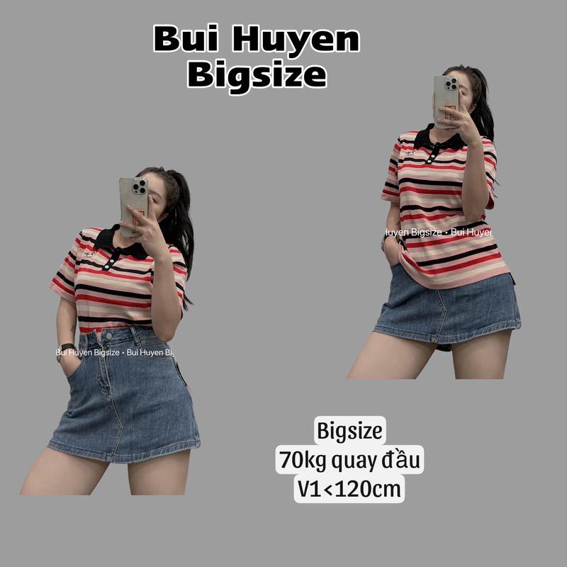 Áo Len Polo Kẻ Cộc Tay Thêu Ngựa BIGSIZE Form 75KG