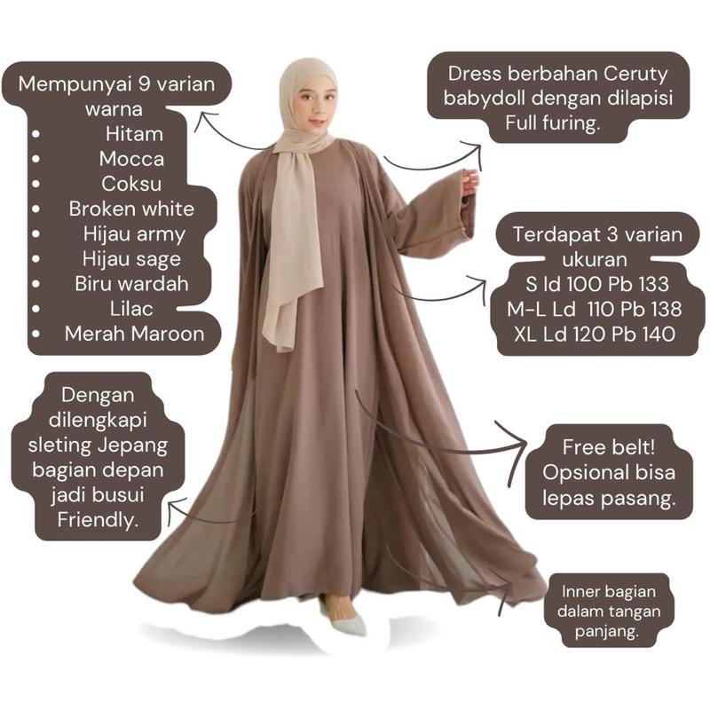 Product Introduction of ABAYA TURKEY BAHAN CERUTY BABYDOLL Polos Dress Muslim 2
