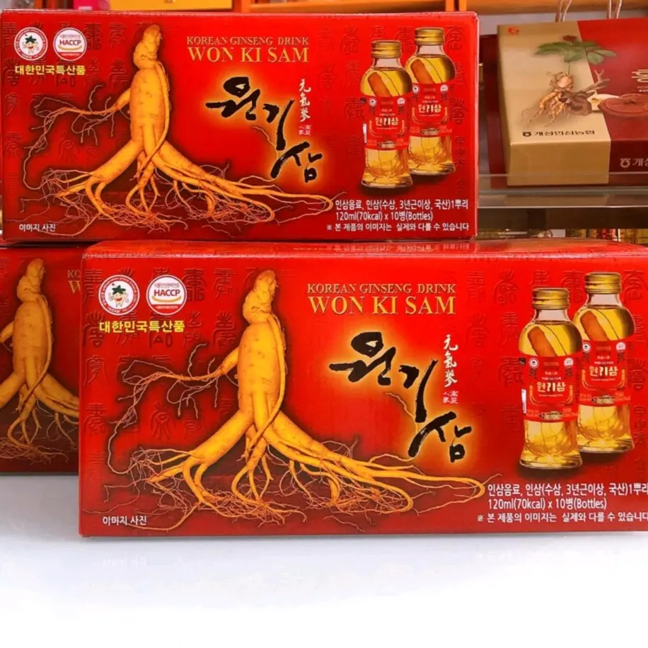 Nước Hồng sâm có củ Wonkisam hộp 10 chai