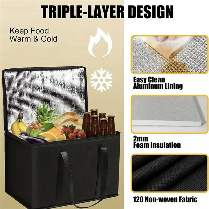 Insulated Bag, Reusable Grocery Tote, Lightweight & Sturdy Zipper Cooler Bag, Food Storage Bag For Home Kitchen 6