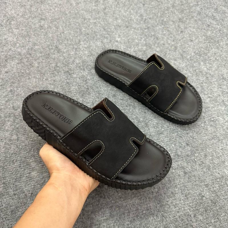 [Phom Chuẩn Loại 1-May khâu Sẵn]Dép Nam Quai Chữ H Đẹp Mang Bao êm chân Dép cho nam Quai Ngan da Mềm Mại.Êm Chân.được khâu may chỉ chắc chắn và cao cấp Nhung DéP Sandal Shoes  Đế Bằng