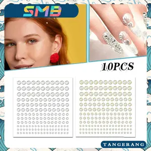 Stiker DIY Make Up Wajah 10pcs Berlian Imitasi Dan Mutiara Untuk Body Art Cocok Untuk Foto Shoot Event Khusus
