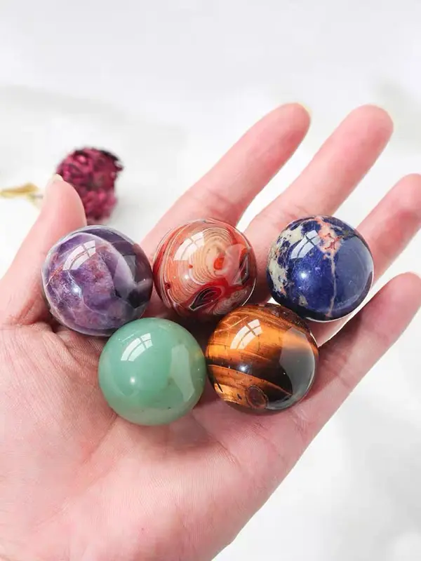 9-piece Set Natural Crystal Decoration, Mini Polished Ball, Energy Feng Shui Ball, Jewelry Accessories for Home & Office Decor 4