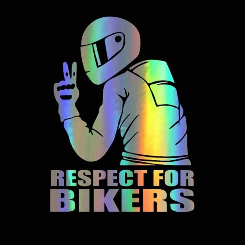 Motorcycle Reflective Sticker, Respect for Cyclists Reflective Sticker Decal Car Stickers Fashion Car Decoration Sticker (Multicolor) 2