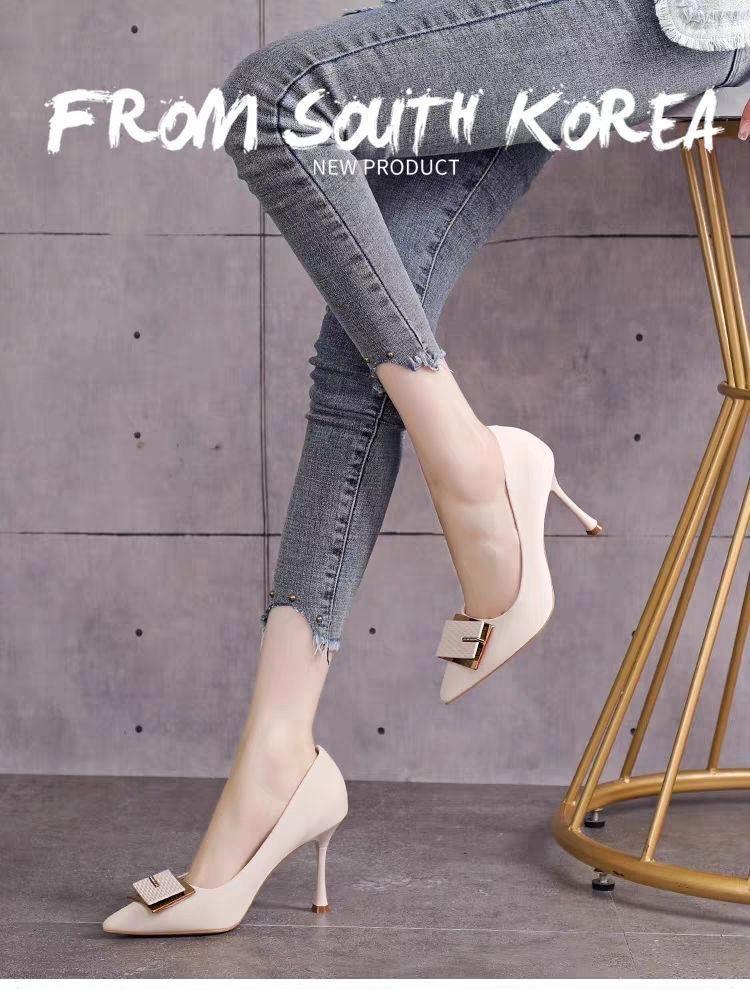 Product Introduction of Giày Giày Cao gót Da Thật Mềm Mại, Dành Cho Nữ, Thời Trang, Mũi Nhọn, Màu Nude, Linh Hoạt, cổ thấp 16