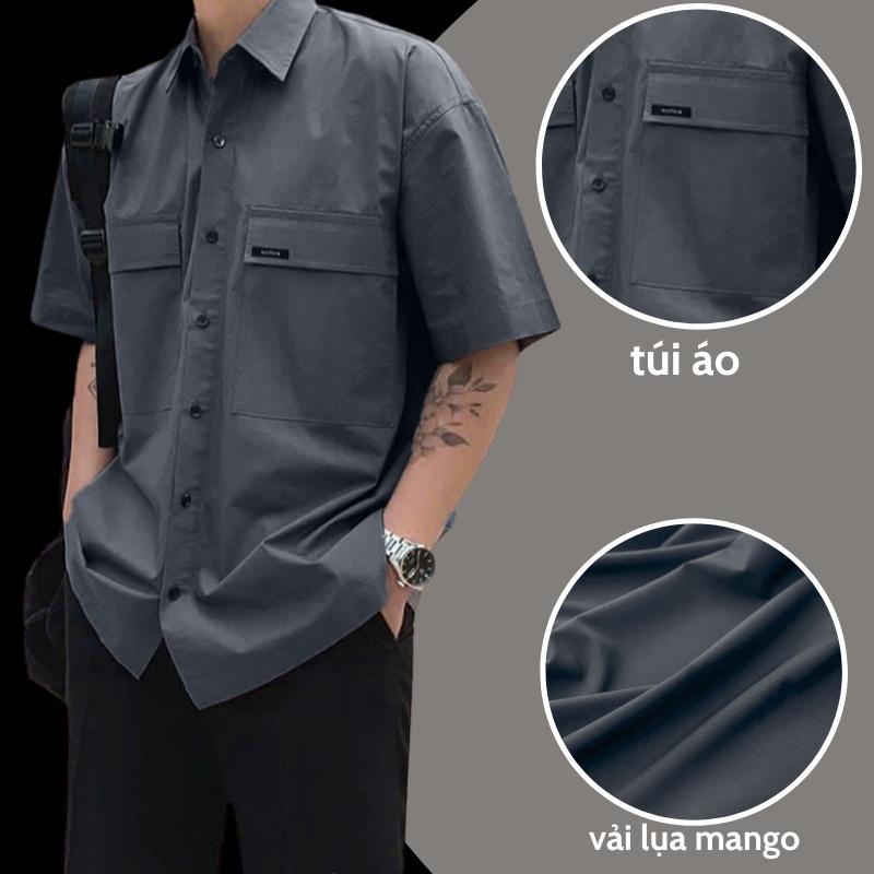 Áo sơ mi nam big size LẠC LẠC FFICIAL , sơ mi nam tay ngắn ,vải lụa mango form rộng , có size 100kg 3