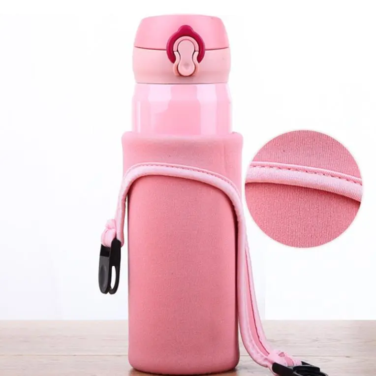[Loại dày] Túi Đựng Bình Nước 450ml - 600ml Cách Nhiệt Màu Trơn Có Nắp Đậy Tiện Dụng 6