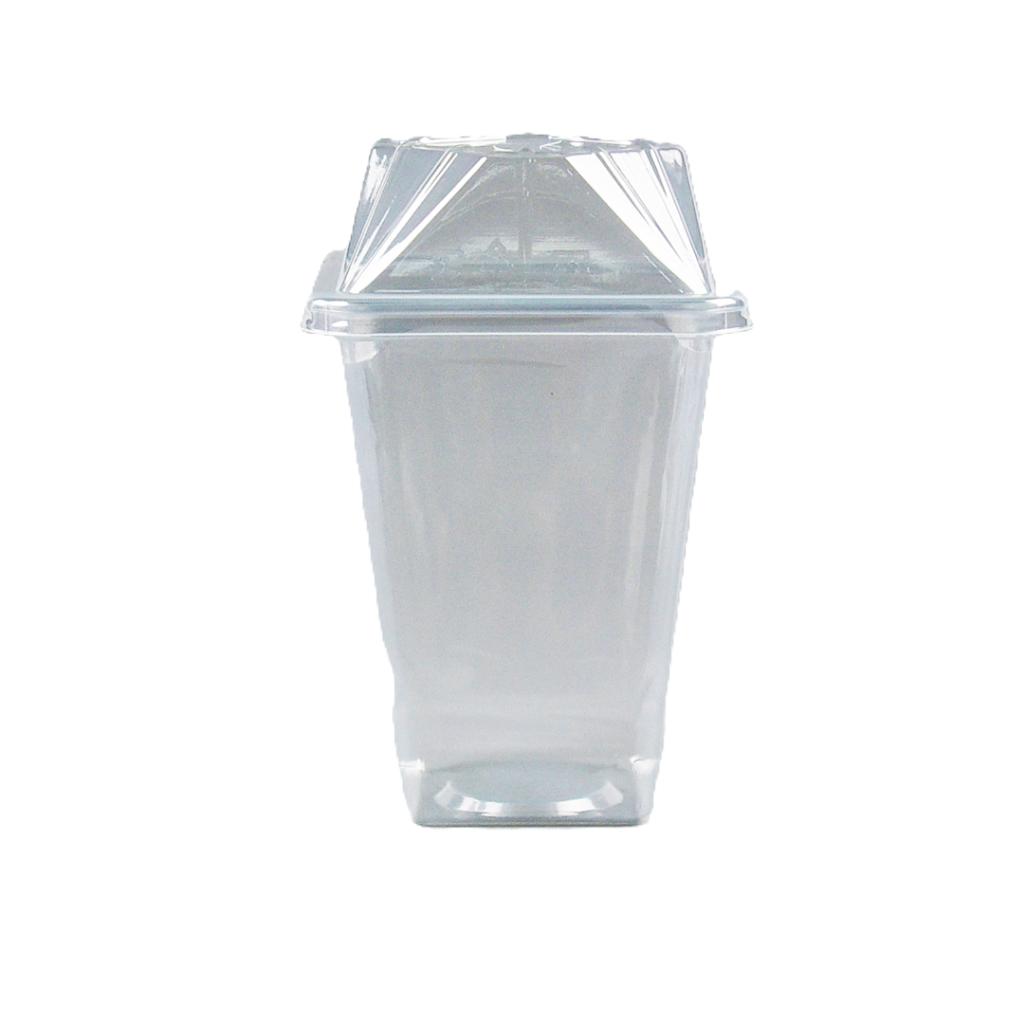 ยกลัง แก้วทรงคอนโดพลาสติกเหลี่ยม  ตราฮอร์นบอย 22/22oz ปาก 95mm+พร้อมฝาเหลี่ยม